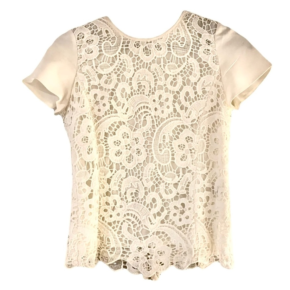 Rebecca Taylor Lace Eyelet Ivory Top Size 0